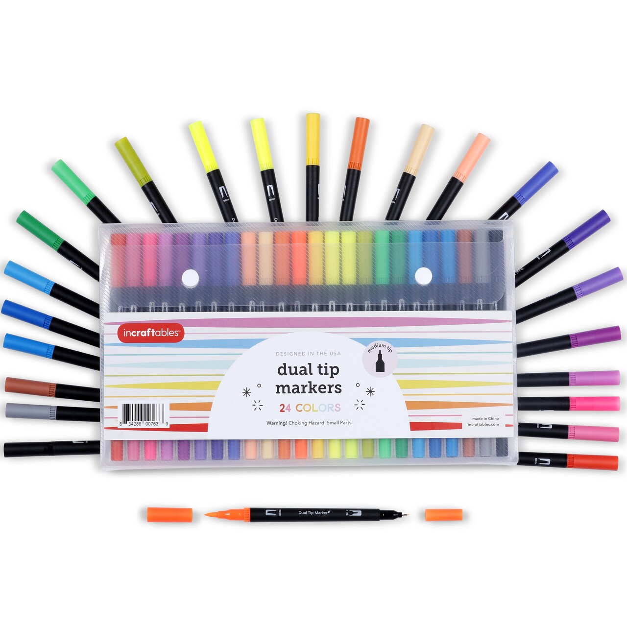 Incraftables Dual Tip Markers Set (24 Colors). Best Fine Tip Markers for Adult Coloring No Bleed. Assorted Brush Tip Markers for Adult Coloring Books. Colored Drawing Markers Pens for Kids & Adults